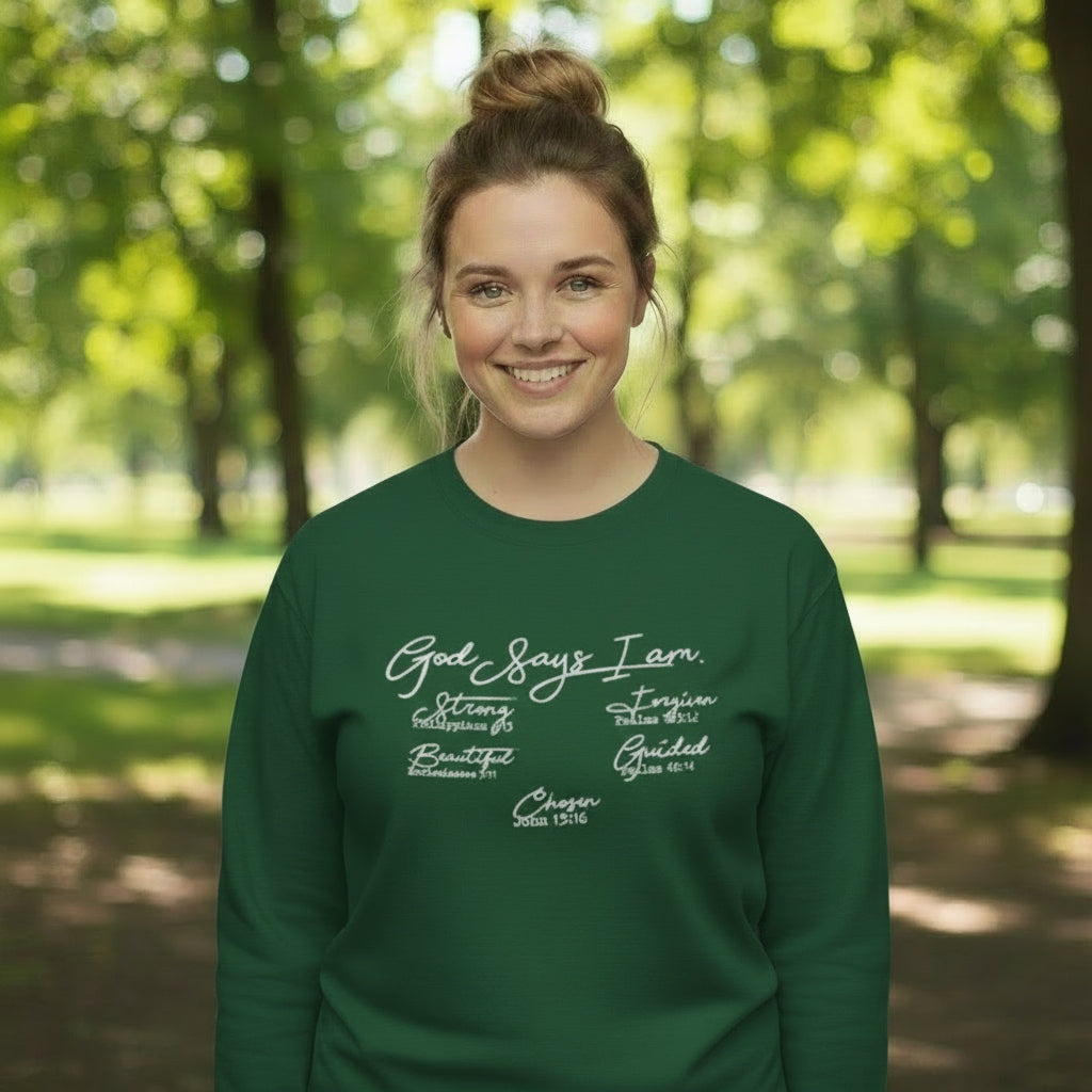 God Says I Am-Forest Green-Sweatshirt-2XL