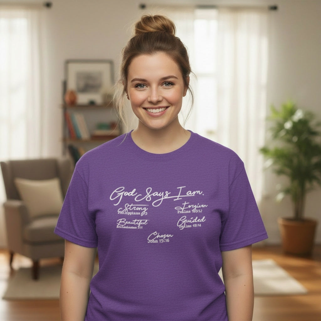 God Says I Am-Heather Purple-S