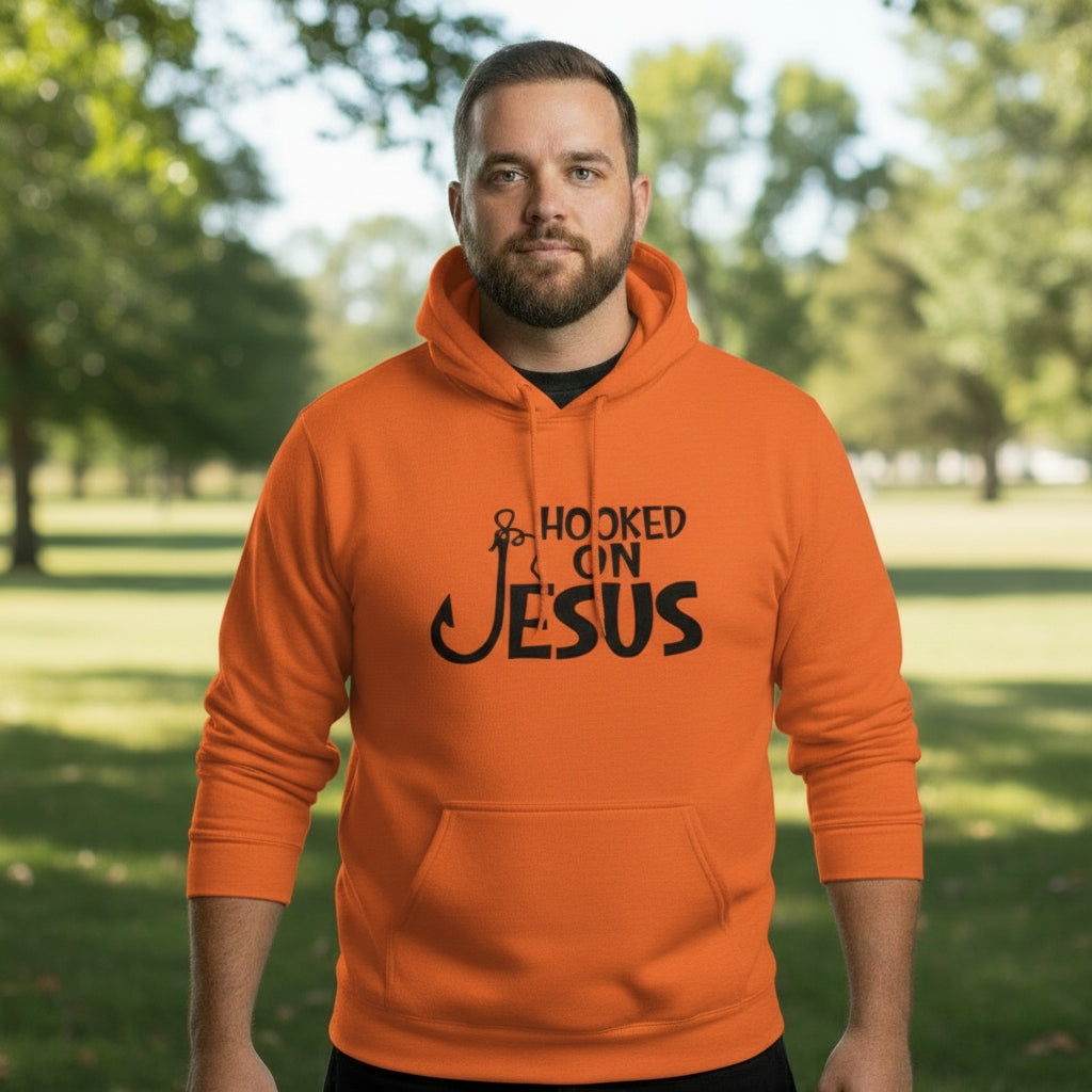 Hooked On Jesus-Orange-XL